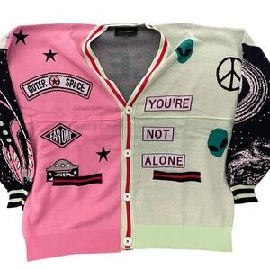 NWT SPACE OUT V NECK CARDIGANN BY SPIRIT JERSEY, XL